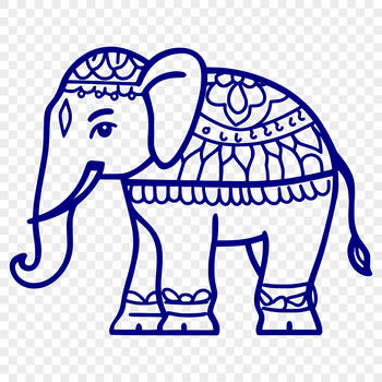 An illustration of a single African elephant in profile, created as a vector graphic.