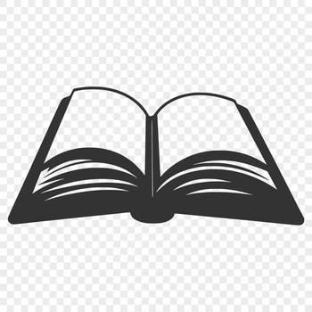 A digital illustration of a book with a bold cover and pages, designed as vector art.
