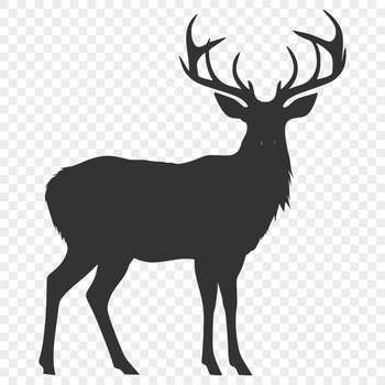 A simple vector illustration of a deer in silhouette form.