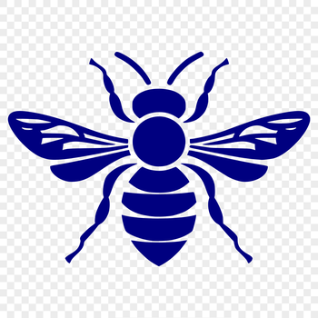 An SVG vector graphic representation of a bee insect, ideal for use in digital designs and print-on-demand applications.
