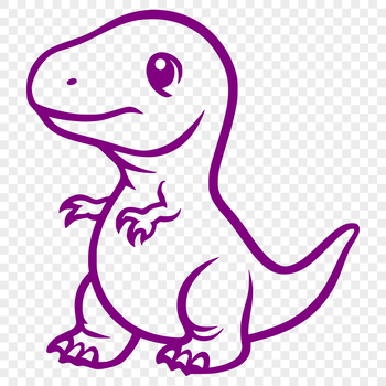 A simple line drawing of a small prehistoric dino in full body pose.