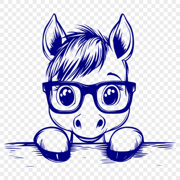 A horse wearing trendy glasses, illustrated in vector format.