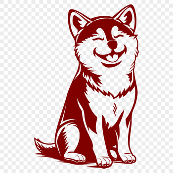 A digital rendering of a sitting Shiba Inu animal from the side, suitable for various design applications.