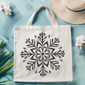 A delicate, intricate snowflake design made from connected lines and shapes.