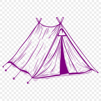 A simple vector illustration of a camping tent in various outdoor settings.