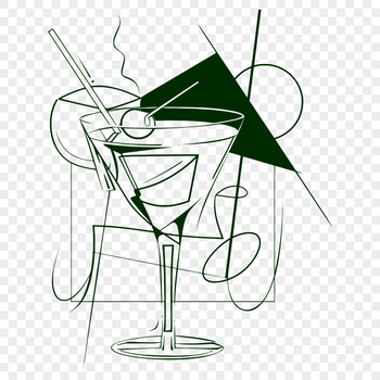 A stylized illustration of a cocktail served in a glass, suitable for digital applications and cutting machines.