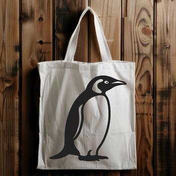 A simple line drawing of a penguin in its full body form, depicted as a sea creature.