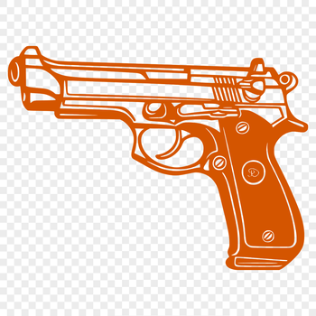Illustrated 2D vector graphics of a handgun in a digital format suitable for cutting machines or laser cutting.