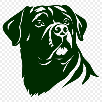 A vector illustration of a Rottweiler's head, suitable for digital crafting and design projects.