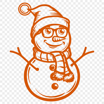 A cartoon winter scene featuring a snowman made entirely out of stacked snow blocks.