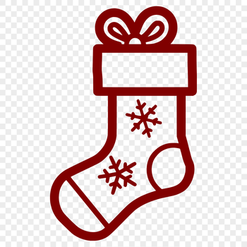 A simple line-drawn Christmas stocking icon suitable for vector graphics and design projects.