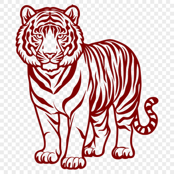 A colorful illustration of a tiger standing on its hind legs, depicted in vibrant colors with intricate details.