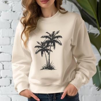 A single palm tree standing in a tropical environment, ideal for design projects and print-on-demand applications.