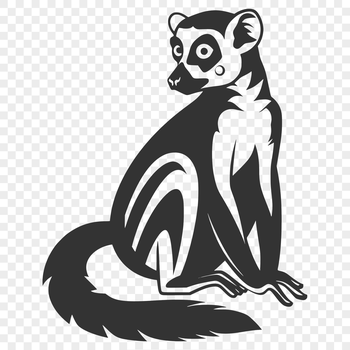A detailed illustration of a lemur's full body, suitable for vector design and printing.