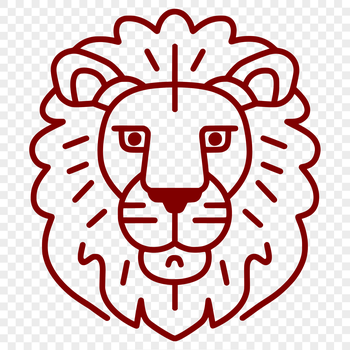 A simple line drawing illustration of a lion's head, suitable for vector design projects.
