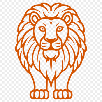 A simple line drawing of a lion in a full-body pose, suitable for cutting or laser engraving.