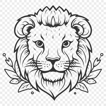 A stylized illustration of a lion's head with intricate details, suitable for vector art projects.