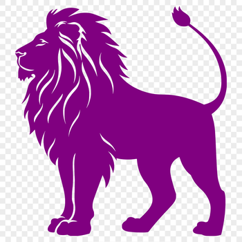 A majestic standing lion, depicted in full body detail, suitable for various design applications.