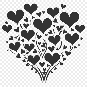 A simple heart shape made up of curved lines.