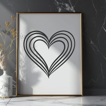 A simple line drawing of a classic heart shape suitable for vector art and graphics design.