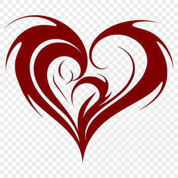 A stylized heart shape with ornate details, suitable for various design projects.