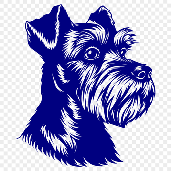 A detailed illustration of a miniature dog's head.