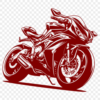 A stylized illustration of a motorcycle with bold lines and simple design.