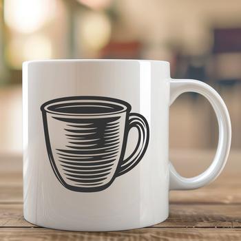 Coffee Cup Vector Drawing In SVG, PNG, PDF And DXF Formats