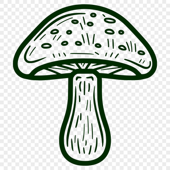 A detailed illustration of a mushroom, suitable for graphic design and digital crafting.