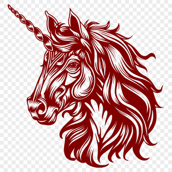A mythical creature with a horse-like head and horn from fairy tales.