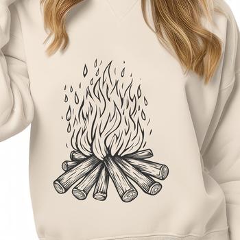 An illustration of a campfire with flames and embers, suitable for outdoor activities such as camping and hiking.