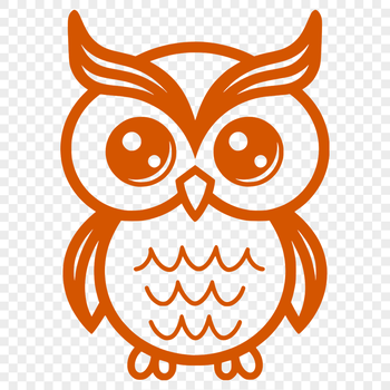 A simple line drawing of a full-body owl bird in a minimalist style.
