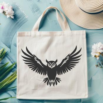 A high-quality illustration of an owl in mid-flight.