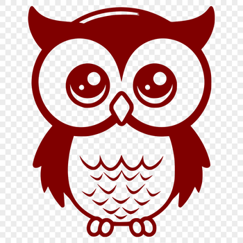 A simple line drawing of a full-body owl with soft features.