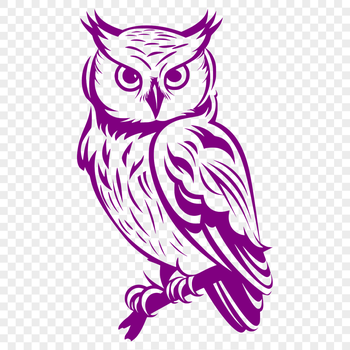 A realistic illustration of a perched owl in full body view.