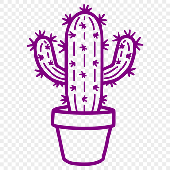 A simple line drawing of a cactus plant in the desert.