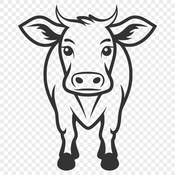 Simple line drawing of a full-body cow.