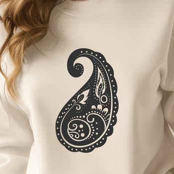 A stylized ornate shape, reminiscent of traditional paisley patterns.