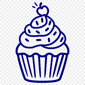An editable vector design of a single cupcake with decorative details.