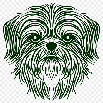 A vector illustration of a small dog breed's head, showcasing the distinctive features of a Shih Tzu.