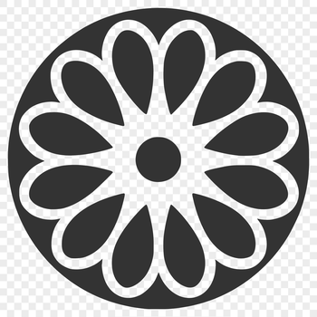 A stylized illustration of a single sunflower with delicate petals and a prominent center.