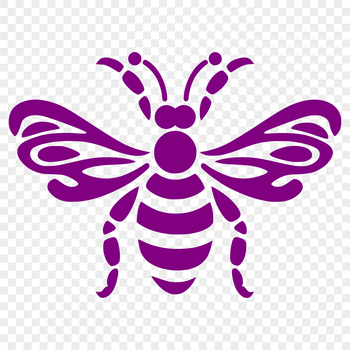 A detailed illustration of a bee, showcasing its full body and features, suitable for gardening and design purposes.