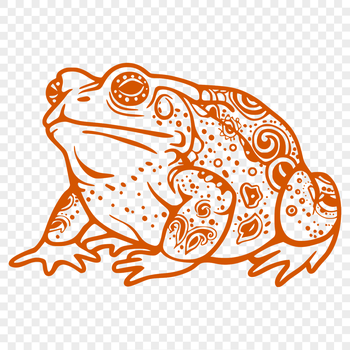 A detailed, ornate illustration of a full-body toad, suitable for vector art design.