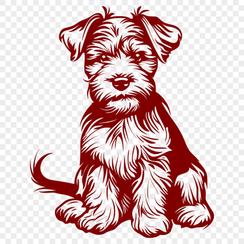 A detailed illustration of a miniature schnauzer in full body pose, sitting on its hind legs.