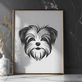 A vector illustration of a Morkie's head, a cross between a Maltese and Yorkshire Terrier breed.