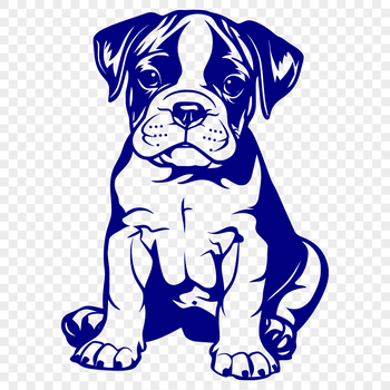 A digital illustration of a Boxer dog sitting in a full body pose, suitable for vector art and design projects.