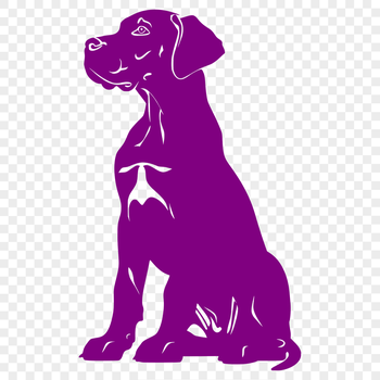 A detailed illustration of a Great Dane sitting on its haunches.