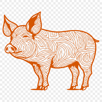 A standing full-body illustration of a domesticated farm animal, suitable for vector design and cutting machine templates.
