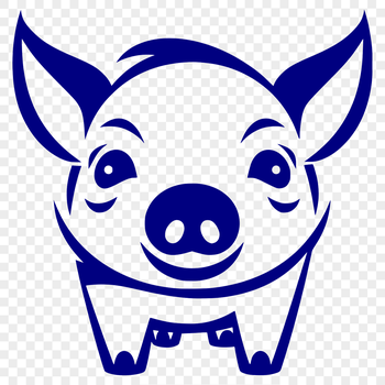 A standing full-body illustration of a pig farm animal in vector art format.