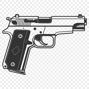 A stylized graphic representation of a pistol, suitable for digital design.